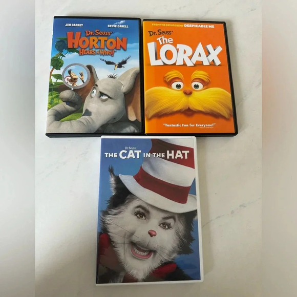 Dr Seuss DVD movie bundle- The Cat in the Hat, The Lorax, Horton Hears a Who - Picture 1 of 3
